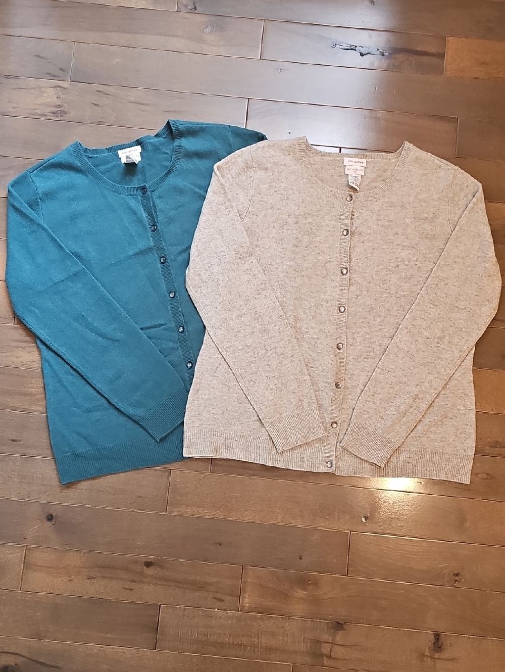 Vintage Jaclyn Smith Cashmere Crewneck Button-Front Cardigan, Set Of 2, XL